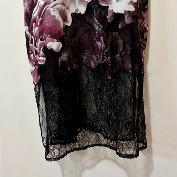 Guess| NEW Gorgeous Purple Black Floral Lace Long Chemise Dress Sz S w/Tags - Picture 5 of 11